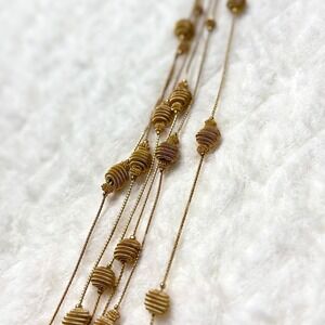 Vintage Trifari 3 Strand Gold Tone Necklace Woven Bead Accent Clasp Closure‎